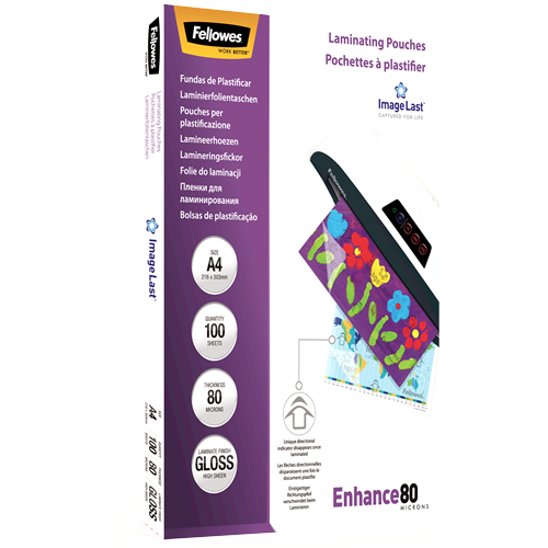 Laminiertaschen Fellowes A4 2x80 my glänzend, Art.-Nr. 71148 - Paterno B2B-Shop