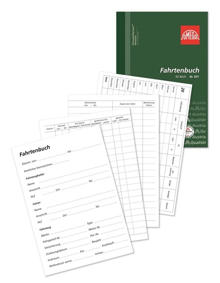 Fahrtenbuch Omega A5 50 Blatt, Art.-Nr. 831 - Paterno B2B-Shop