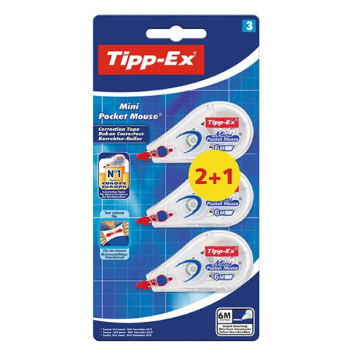 Korrekturroller Tipp-Ex 2+1 Gratis Mini Pocket Mouse, Art.-Nr. 832243 - Paterno B2B-Shop