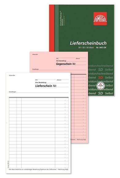 Lieferscheinbuch Omega A5 hoch 3x50 Blatt, Art.-Nr. 945OK - Paterno B2B-Shop Lieferscheinbuch Omega A5 hoch 3x50 Blatt, Art.-Nr. 945OK - Paterno B2B-Shop