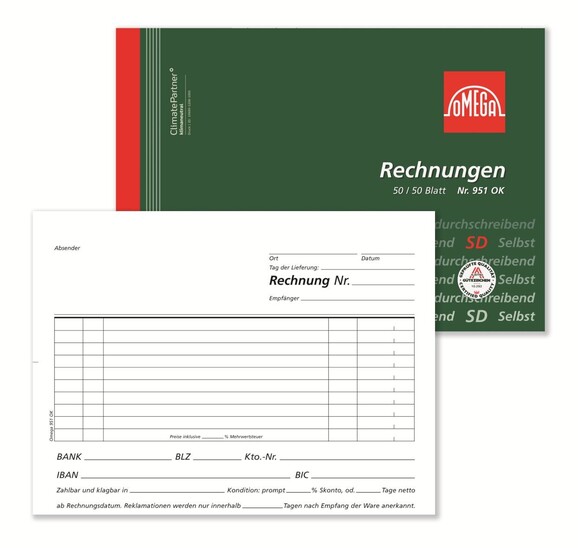 Rechnungsbuch Omega A5 quer 2x50 Blatt, Art.-Nr. 951OK - Paterno B2B-Shop Rechnungsbuch Omega A5 quer 2x50 Blatt, Art.-Nr. 951OK - Paterno B2B-Shop