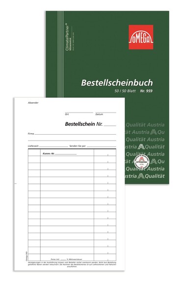 Bestellscheinbuch Omega A5 hoch 2x50 Blatt, Art.-Nr. 959 - Paterno B2B-Shop Bestellscheinbuch Omega A5 hoch 2x50 Blatt, Art.-Nr. 959 - Paterno B2B-Shop