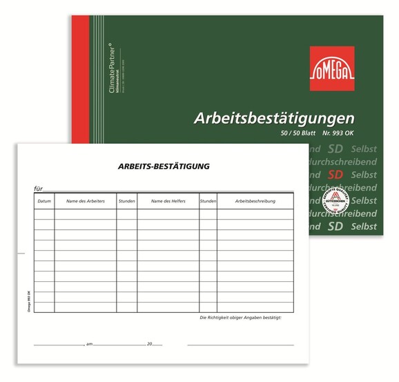 Arbeitsbestätigung Omega A5 quer 2x50 Blatt, Art.-Nr. 993OK - Paterno B2B-Shop Arbeitsbestätigung Omega A5 quer 2x50 Blatt, Art.-Nr. 993OK - Paterno B2B-Shop