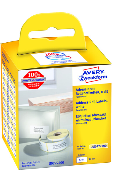 Rollenetiketten ZWF &quot;Adressieren&quot; 89x36mm, Art.-Nr. AS0722400 - Paterno B2B-Shop