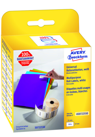 Rollenetiketten ZWF &quot;Universal&quot; 19x51mm, Art.-Nr. AS0722550 - Paterno B2B-Shop