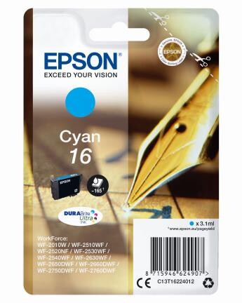 Epson DuraBrite Ultra Ink Nr.16 cyan, Art.-Nr. C13T16224012 - Paterno B2B-Shop