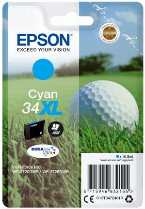 Epson DuraBrite Ultra Ink Nr.34XL cyan, Art.-Nr. C13T34724010 - Paterno B2B-Shop