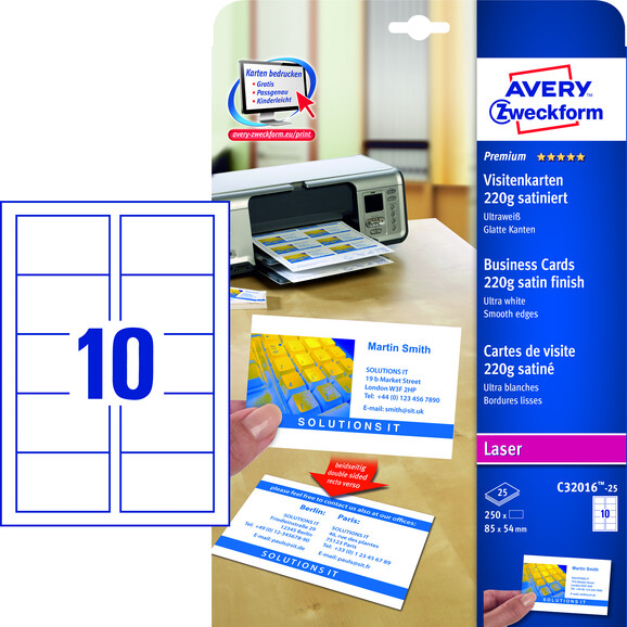 Visitenkarten ZWF sat. 220g, Art.-Nr. C32016-25 - Paterno B2B-Shop