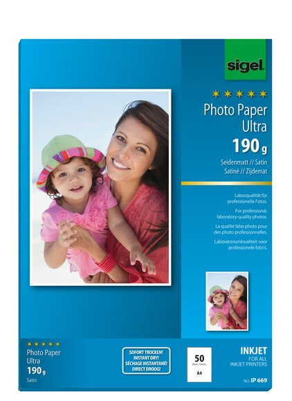 Fotopapier Sigel Ultra A4 190 gr. seidenmatt, Art.-Nr. IP669 - Paterno B2B-Shop