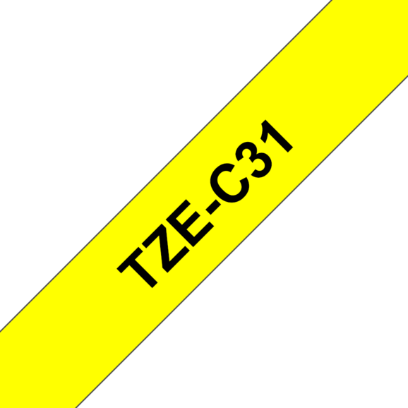 Beschriftungsband Brother 12mm sw auf signalgelb, Art.-Nr. TZC31 - Paterno B2B-Shop