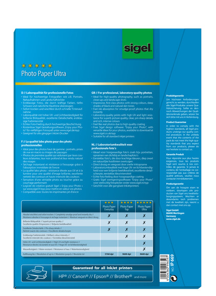 Fotopapier Sigel Ultra A4 190 gr. seidenmatt, Art.-Nr. IP669 - Paterno B2B-Shop
