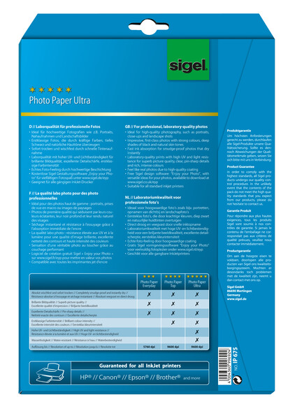 Fotopapier Sigel Inkjet A4 190 gr. hochglänzend, Art.-Nr. IP675 - Paterno B2B-Shop