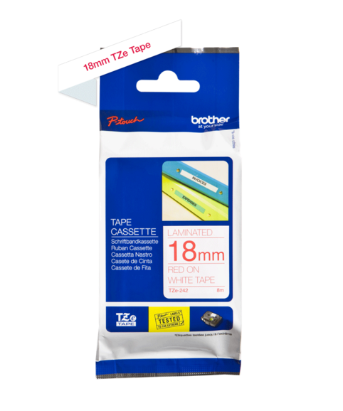 Beschriftungsband Brother18mm rot auf weiss, Art.-Nr. TZ242 - Paterno B2B-Shop