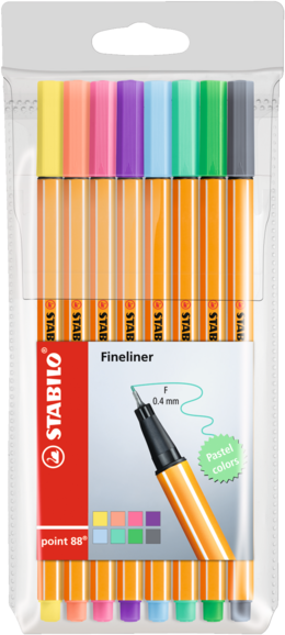 Fineliner Stabilo Point 88 Pastel 8-er Etui, Art.-Nr. 88-8-01 - Paterno B2B-Shop
