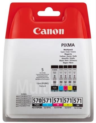 Canon Ink Multi Pack PGI570 PGBK CLI571 C/M/Y/BK je 7ml, Art.-Nr. 0372C004 - Paterno B2B-Shop