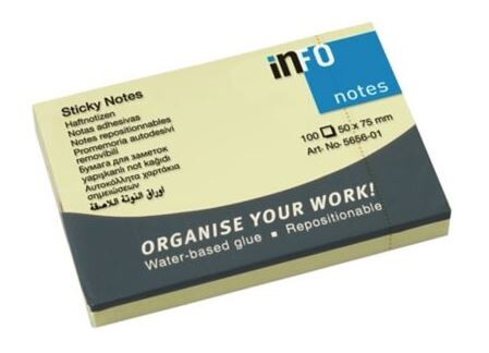 Haftnotizen info notes 50x75 mm gelb, Art.-Nr. 05176 - Paterno B2B-Shop