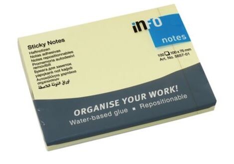 Haftnotizen info notes 75x100 mm gelb, Art.-Nr. 10276 - Paterno B2B-Shop