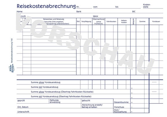 Reisekostenbuch DIN A5 quer 50 Blatt, Art.-Nr. 0740ZWF - Paterno B2B-Shop