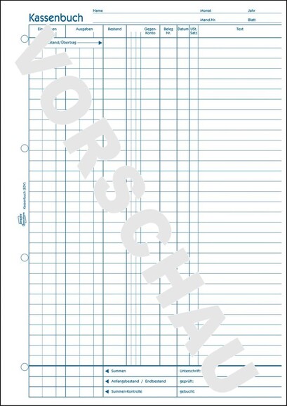 Kassabuch für EDV A4 hoch, Art.-Nr. 0426ZWF - Paterno B2B-Shop