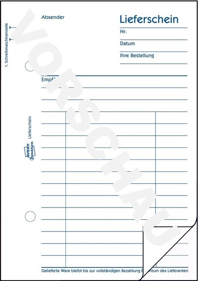 Lieferschein DIN A6 hoch 2x50, Art.-Nr. 0724ZWF - Paterno B2B-Shop