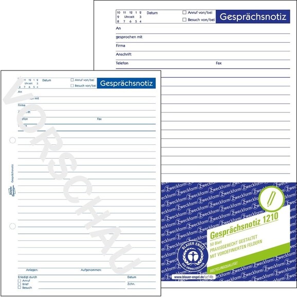 Gesprächsnotiz ZWF, Art.-Nr. 1210ZWF - Paterno B2B-Shop