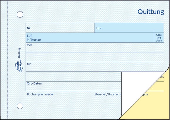 Quittung Kleinuntern. A6 SD 2x40 Blatt, Art.-Nr. 1742ZWF - Paterno B2B-Shop