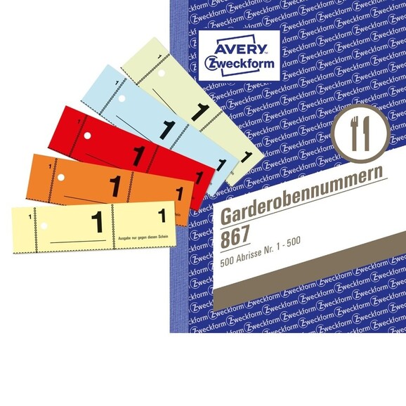 Nummernblock Garderobe A6 1-500 5farben, Art.-Nr. 867ZWF - Paterno B2B-Shop