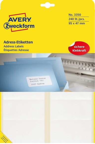 Adressetiketten 95 x 47 mm, Schreibmaschine, Art.-Nr. 3350ZWF - Paterno B2B-Shop