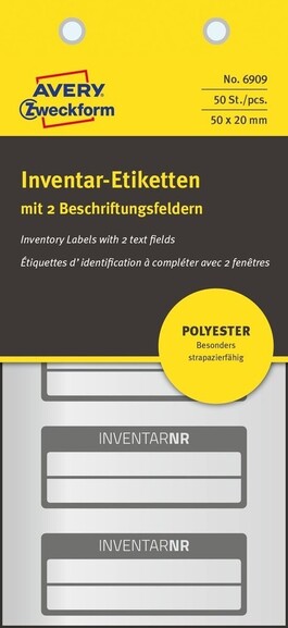 Inventar-Etiketten ZWF 50x20mm, schwarz, Art.-Nr. 6909ZWF - Paterno B2B-Shop