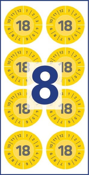 Prüfplaketten ZWF 2018 Vinyl 30mm, gelb, Art.-Nr. 6940ZWF - Paterno B2B-Shop