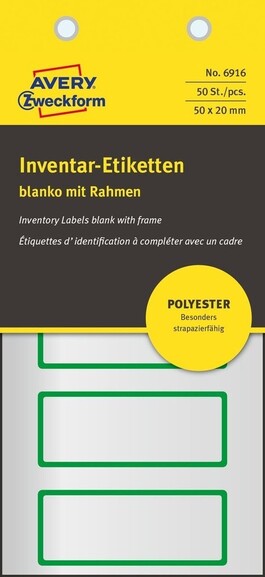 Inventar-Etiketten ZWF 50x20mm, grün, Art.-Nr. 6916ZWF - Paterno B2B-Shop