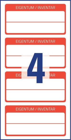 Inventar-Etiketten ZWF 60x30mm, rot, Art.-Nr. 6904ZWF - Paterno B2B-Shop