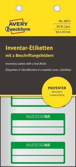 Inventar-Etiketten ZWF 50x20mm, grün, Art.-Nr. 6912ZWF - Paterno B2B-Shop