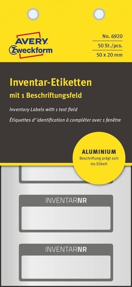 Inventar-Etiketten ZWF 50x20mm, schwarz, Art.-Nr. 6920ZWF - Paterno B2B-Shop