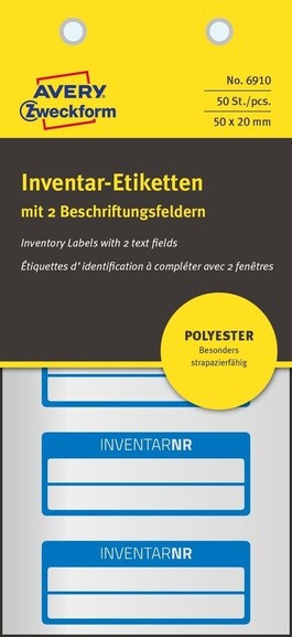 Inventar-Etiketten ZWF 50x20mm, blau, Art.-Nr. 6910ZWF - Paterno B2B-Shop