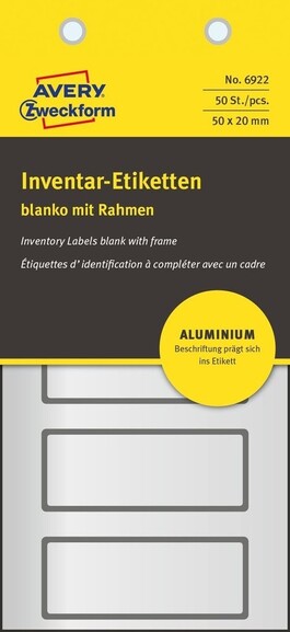 Inventar-Etiketten ZWF 50x20mm, schwarz, Art.-Nr. 6922ZWF - Paterno B2B-Shop