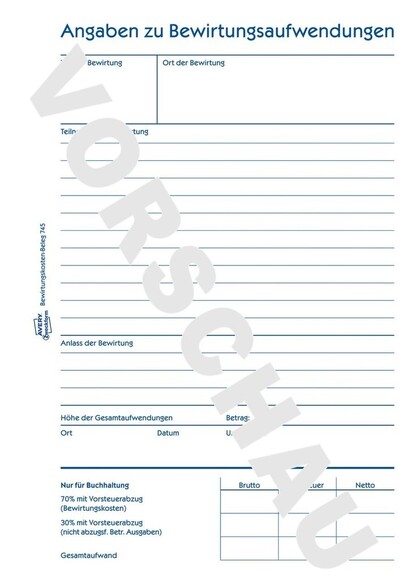 Bewirtungskostbeleg A5 50Blatt, Art.-Nr. 745ZWF - Paterno B2B-Shop