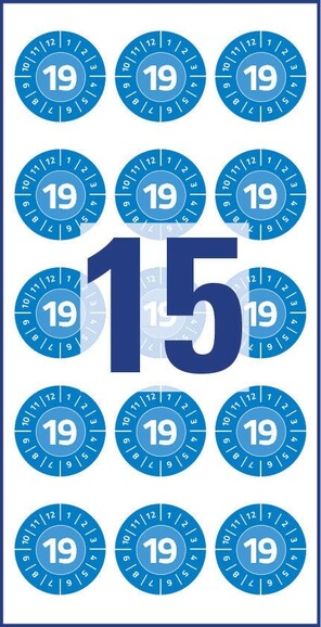 Prüfplaketten ZWF 2019 Vinyl 20mm, blau, Art.-Nr. 6943ZWF - Paterno B2B-Shop