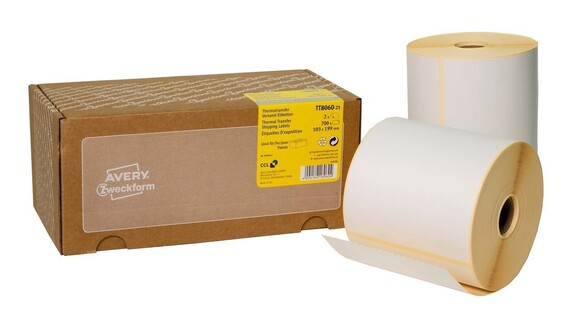 Thermotransferetiketten ZWF 103 x 199 mm, 25Kern, Art.-Nr. TT8060-25 - Paterno B2B-Shop