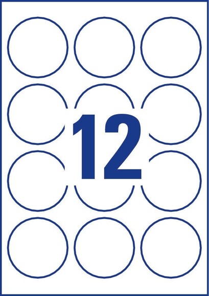 Universaletiketten A4 3416 weiss rund 60mm, Art.-Nr. ZWF-3416 - Paterno B2B-Shop
