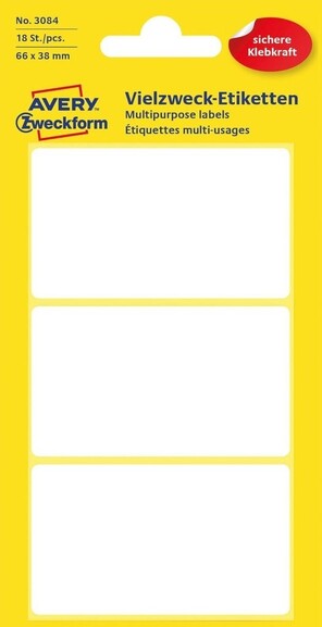 Vielzweck-Etiketten ZWF 66x38 mm, Art.-Nr. 3084ZWF - Paterno B2B-Shop