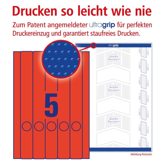 Etiketten A4 Ordnerrücken 38 x 297 mm rot, Art.-Nr. L474-20-RT - Paterno B2B-Shop