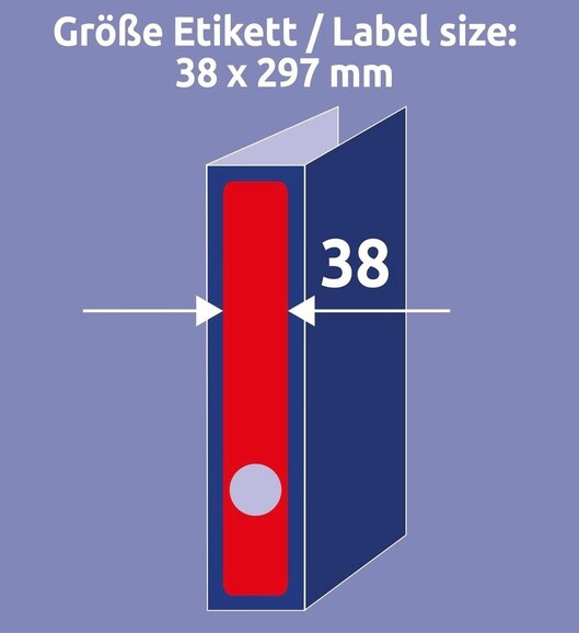 Etiketten A4 Ordnerrücken 38 x 297 mm rot, Art.-Nr. L474-20-RT - Paterno B2B-Shop