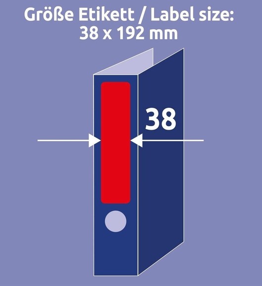 Etiketten A4 Ordnerrücken 38 x 192 mm rot, Art.-Nr. L476-25-RT - Paterno B2B-Shop