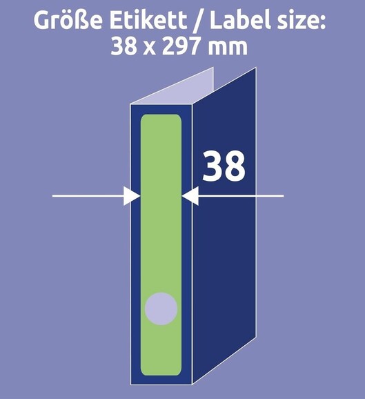 Etiketten A4 Ordnerrücken 38 x 297 mm grün, Art.-Nr. L474-20-GN - Paterno B2B-Shop