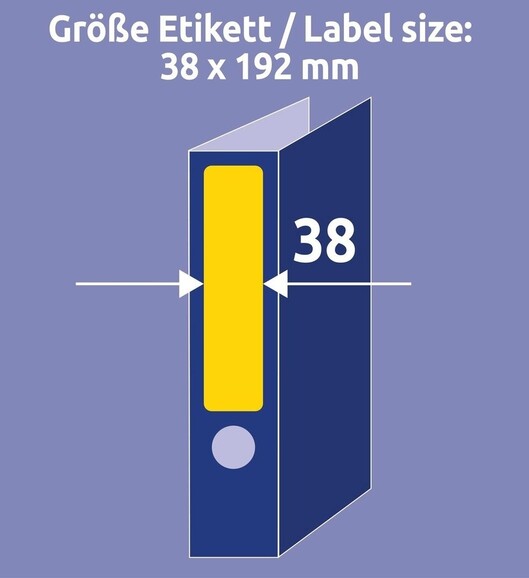 Etiketten A4 Ordnerrücken 38 x 192 mm gelb, Art.-Nr. L476-25-GE - Paterno B2B-Shop