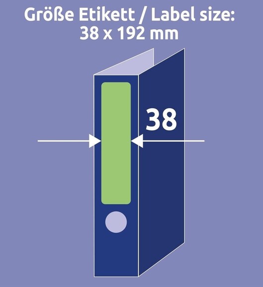 Etiketten A4 Ordnerrücken 38 x 192 mm grün, Art.-Nr. L476-25-GN - Paterno B2B-Shop