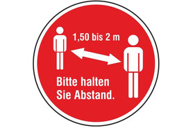 Selbstklebeschild&amp;quot;1,50-2 Meter&amp;quot;Bitte halten Sie Abstand&amp;quot;rot, Art.-Nr. M80K200-RD - Paterno B2B-Shop