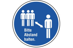 Selbstklebeschild &amp;quot;Bitte halten Sie Abstand&amp;quot; blau, Art.-Nr. M79K200 - Paterno B2B-Shop