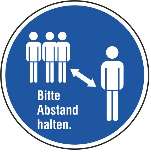 Selbstklebeschild &quot;Bitte halten Sie Abstand&quot; blau, Art.-Nr. M79K200 - Paterno B2B-Shop